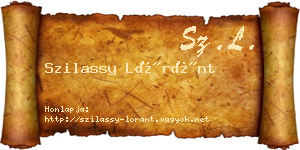 Szilassy Lóránt névjegykártya
